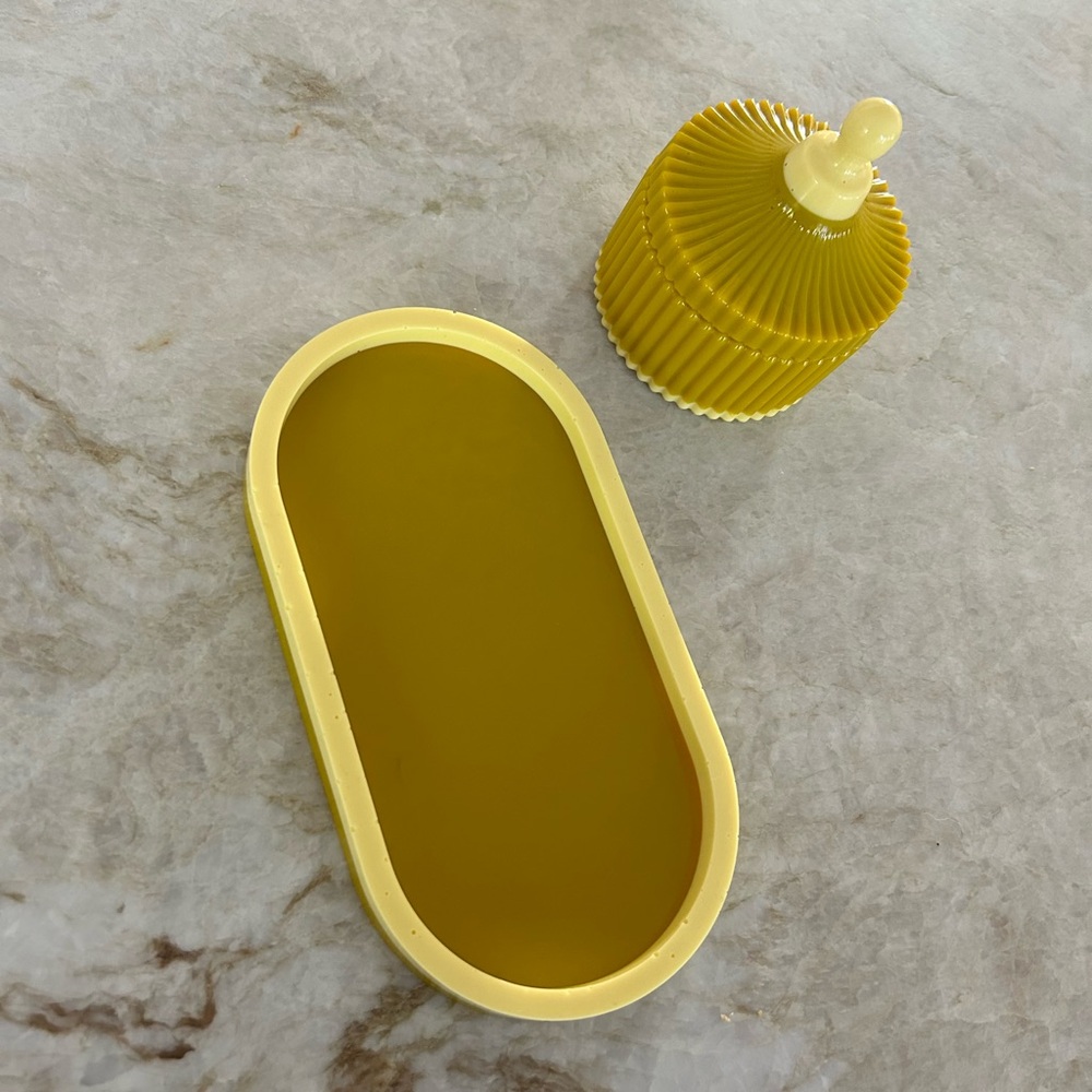 Two-Tone Yellow Tray & Canister Set (Handmade)